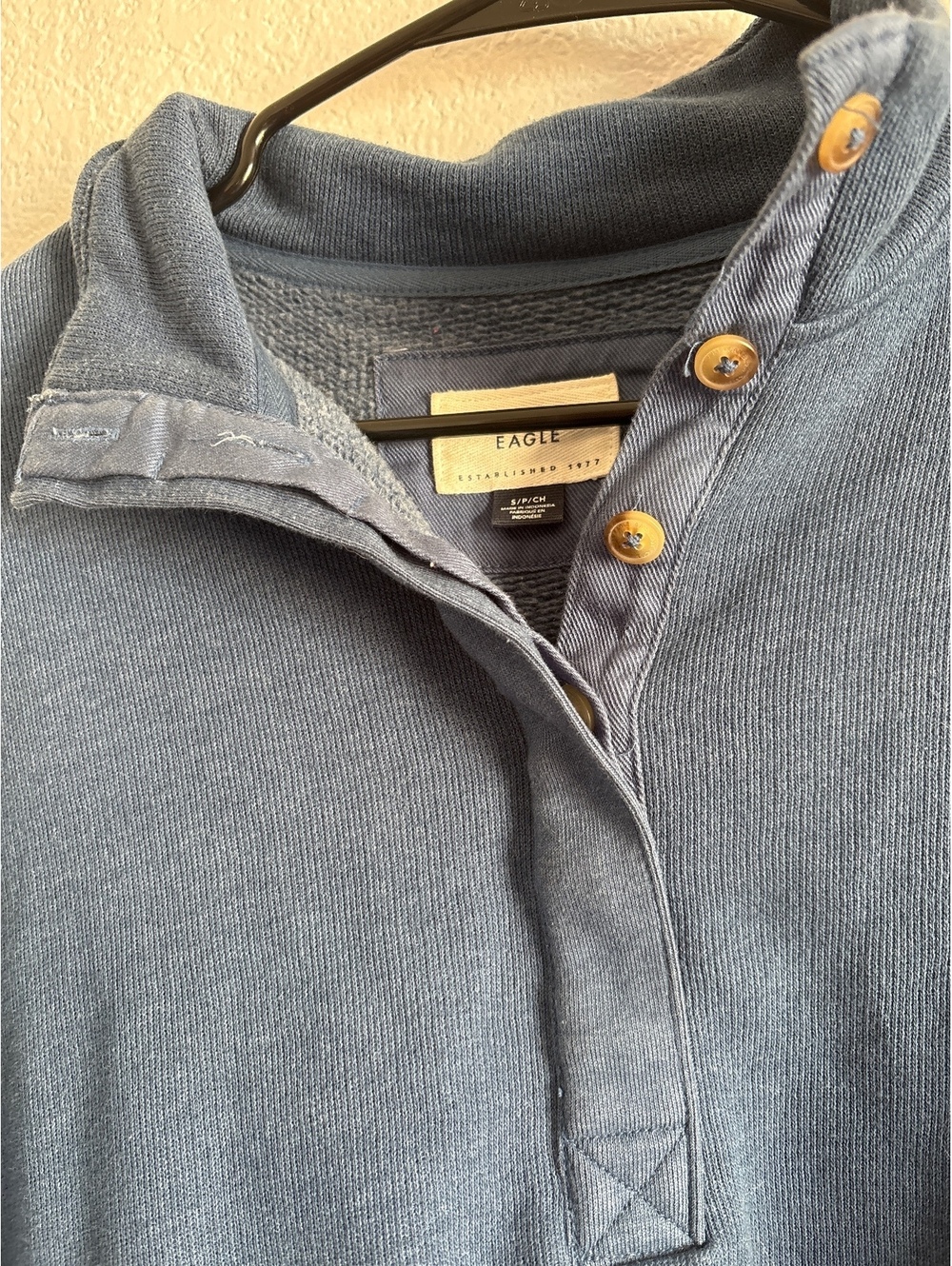 American Eagle Outfitters Women's Blue Button-Up Fleece Pullover Sweatshirt, S - Picture 3 of 5